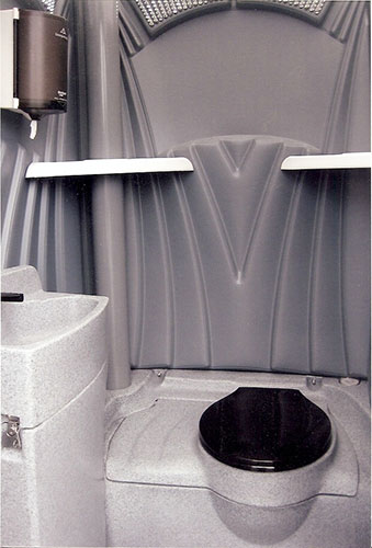 Portable Toilet Interior with sink and running water